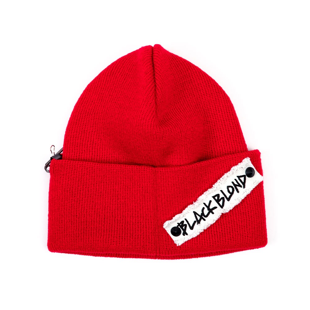 BBD Side Patch Long Beanie (Red)