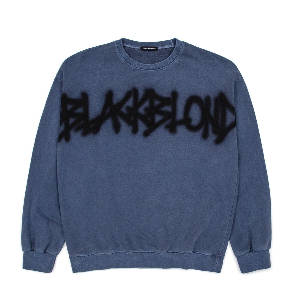 BBD Front Logo Sprayed Custom Pigment Crewneck Sweatshirt (Deep Blue)