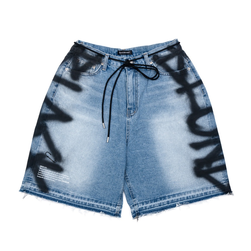 BBD Side Sprayed Custom Denim Shorts (Blue)