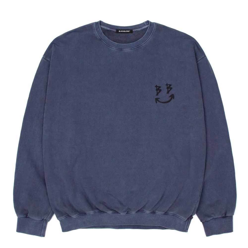 BBD Rough Smile Logo Custom Pigment Crewneck Sweatshirt (Deep Blue)