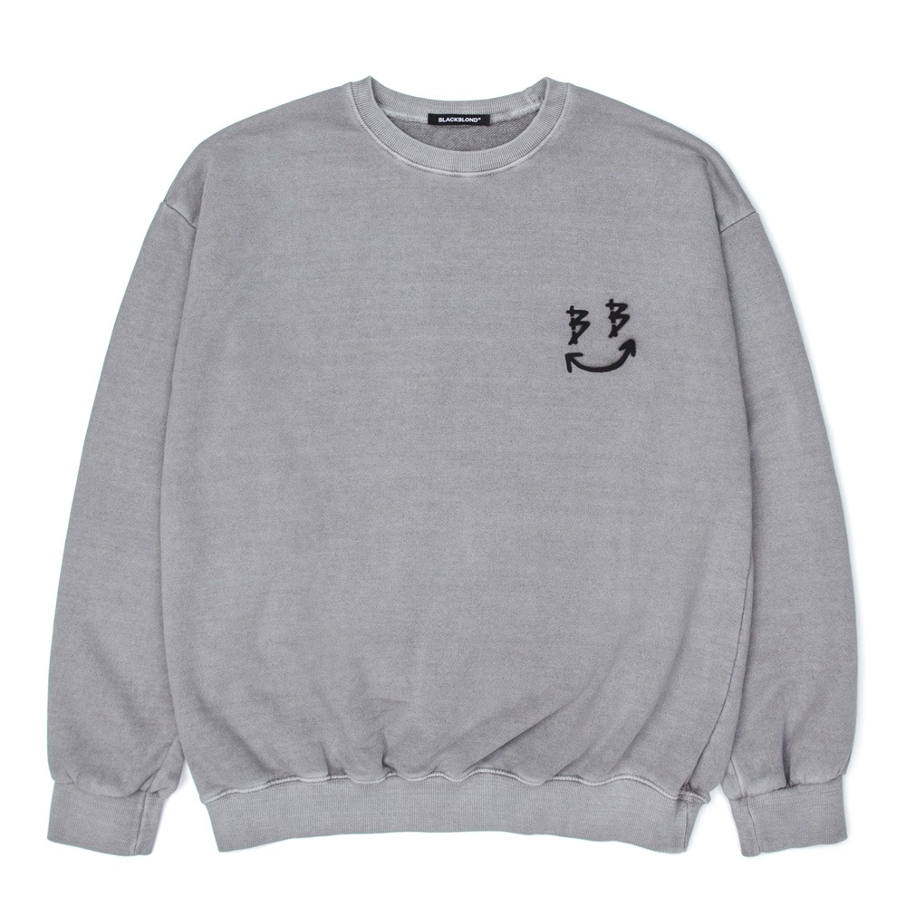 BBD Rough Smile Logo Custom Pigment Crewneck Sweatshirt (Gray)