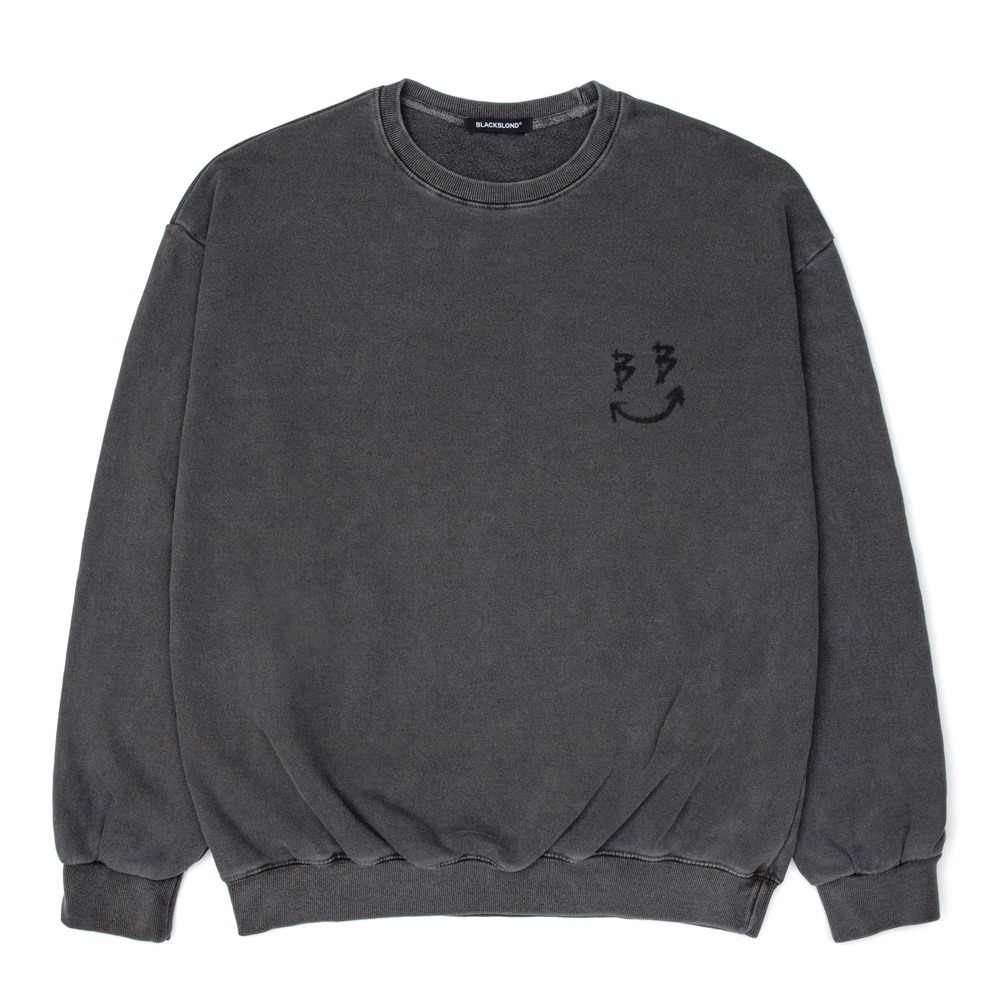 BBD Rough Smile Logo Custom Pigment Crewneck Sweatshirt (Charcoal)