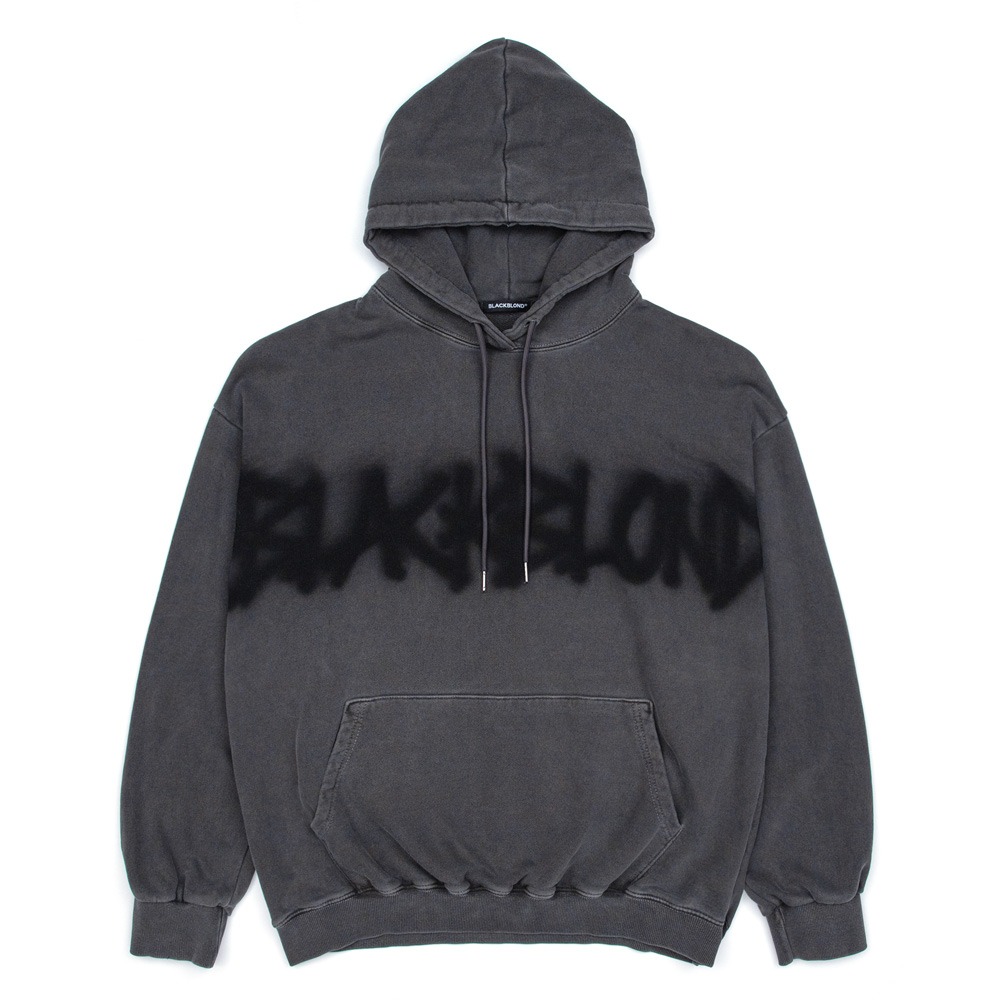 BBD Front Logo Sprayed Custom Pigment Hoodie (Charcoal)